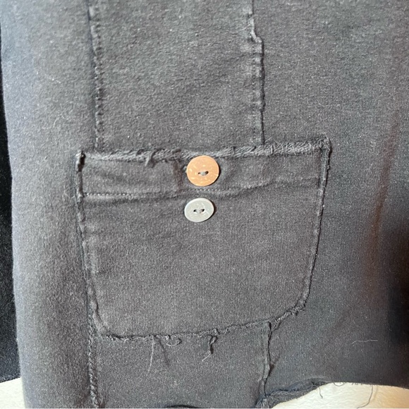 White Lotus Lifestyle Black Cotton Raw Edge Blazer Jacket Large L 19.5" PTP - Picture 5 of 9